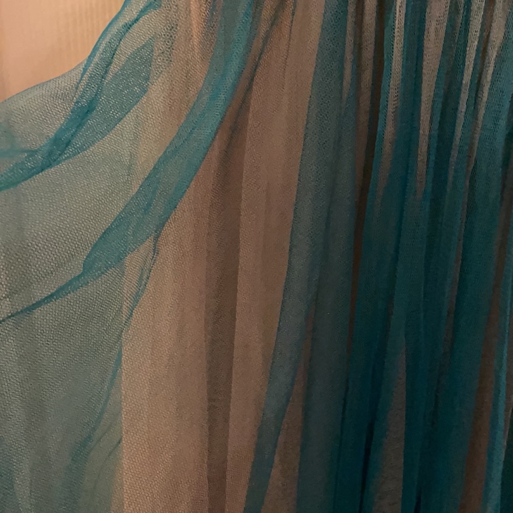 Cache teal and tan tulle cocktail prom dress - Picture 4 of 15